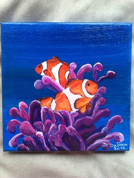 Painting titled "" Poissons Némo " 2…" by Dominique Salmon, Original Artwork, Acrylic
