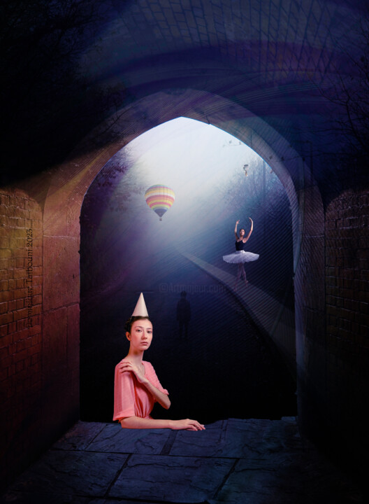 Arte digitale intitolato "la montgolfière" da Dominique Taïbouni, Opera d'arte originale, Fotomontaggio