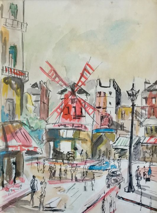 Painting titled "Paris 02" by Dominique Berton, Original Artwork, Watercolor