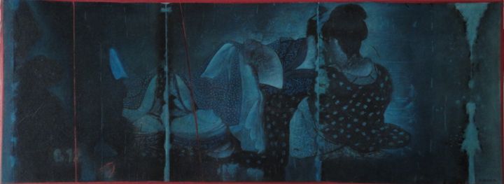 Painting titled "Shunga d'après Utam…" by Dominique Berton, Original Artwork