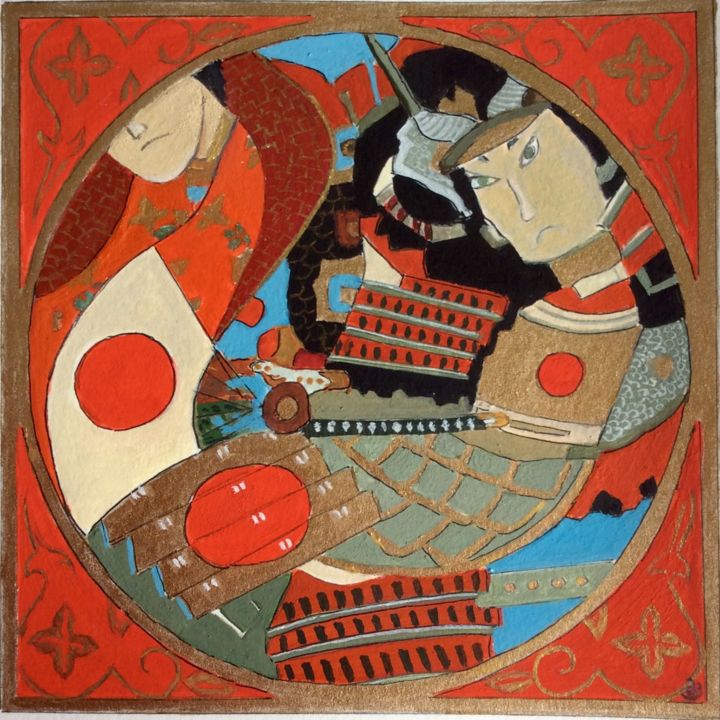 Peinture intitulée "Samouraï I" par Dominique Berton, Œuvre d'art originale