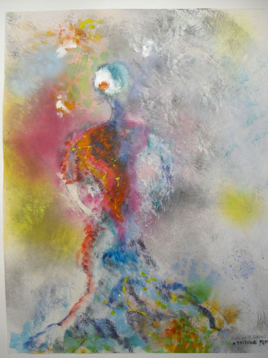 Peinture intitulée "attitude flamenca d…" par Dominique Bertrand, Œuvre d'art originale, Pastel