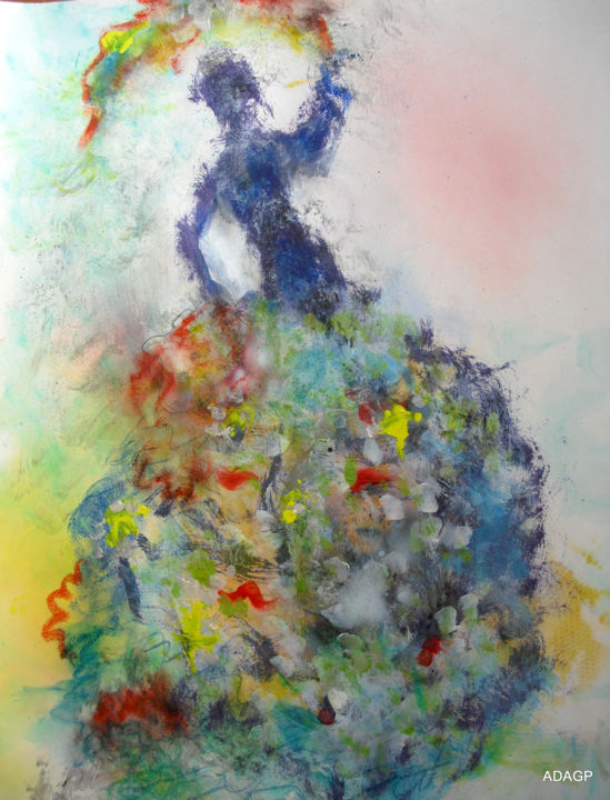 Peinture intitulée "Danseuse espagnole…" par Dominique Bertrand, Œuvre d'art originale, Acrylique