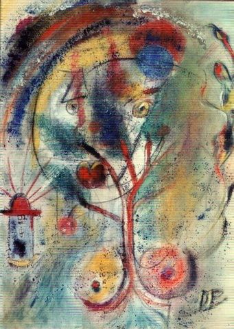 Pintura titulada "la bouche en coeur" por Dominique Bertrand, Obra de arte original, Oleo
