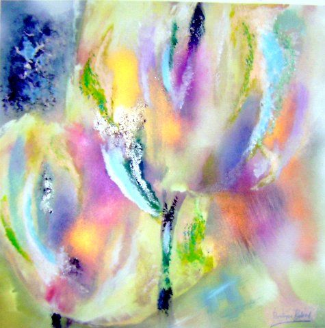 Painting titled "tulipes 2" by Dominique Bertrand, Original Artwork