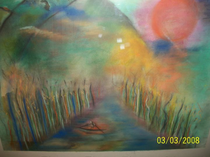 Painting titled "promenade en barque" by Dominique Bertrand, Original Artwork, Other