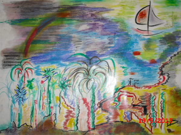 Painting titled "au sud.jpg" by Dominique Bertrand, Original Artwork, Pastel
