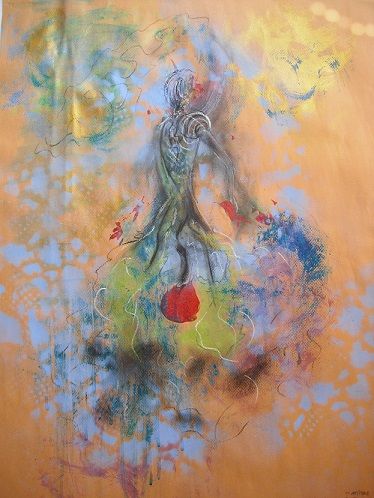 绘画 标题为“"Attitude flamenca…” 由Dominique Bertrand, 原创艺术品, 粉彩 安装在有机玻璃上