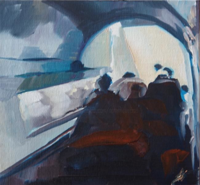 La sortie - Painting, 20x20 cm ©2012 by Dominique Cros -