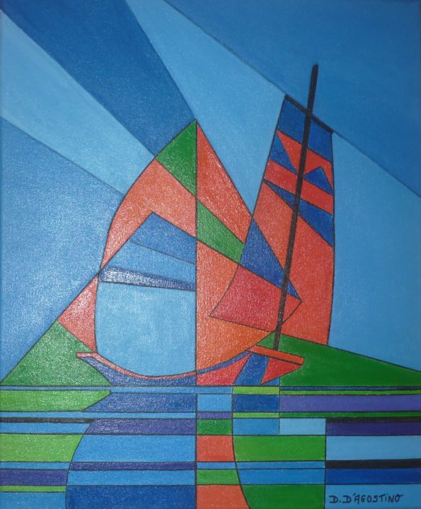 Peinture intitulée "petite-brise-46x38-…" par Dominique D'Agostino, Œuvre d'art originale, Acrylique