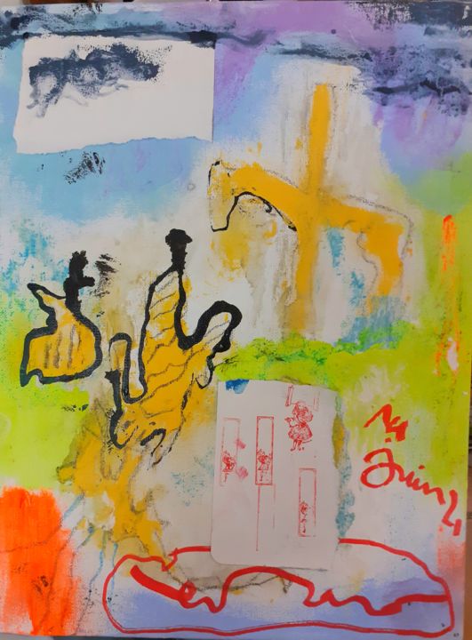 Peinture intitulée "tableau 14 juin 21…" par Dominique Evrard, Œuvre d'art originale, Acrylique