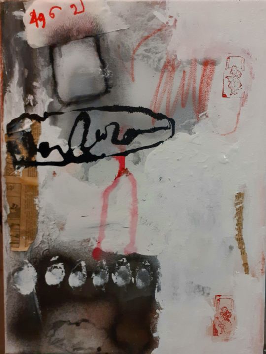 Картина под названием "tableau 19 juin 21" - Dominique Evrard, Подлинное произведение искусства, Акрил