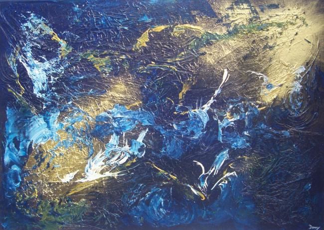 Painting titled "Terre et océans" by Dominique Fouquart  Domy, Original Artwork