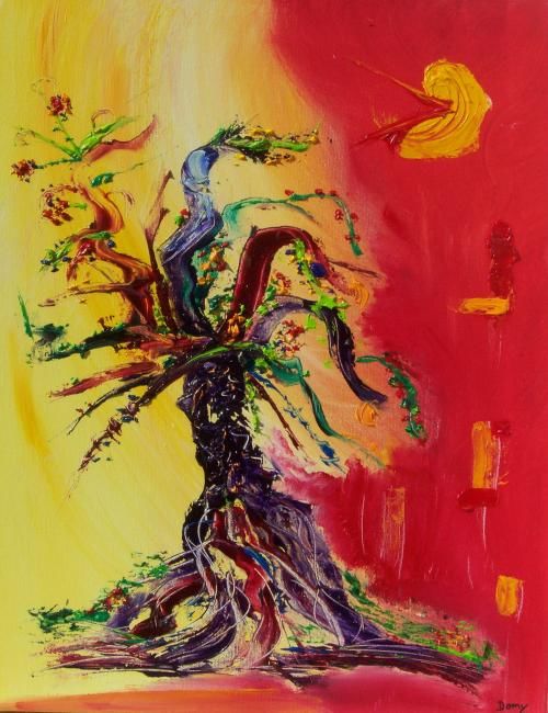 Pintura intitulada "Tree dancing" por Dominique Fouquart  Domy, Obras de arte originais