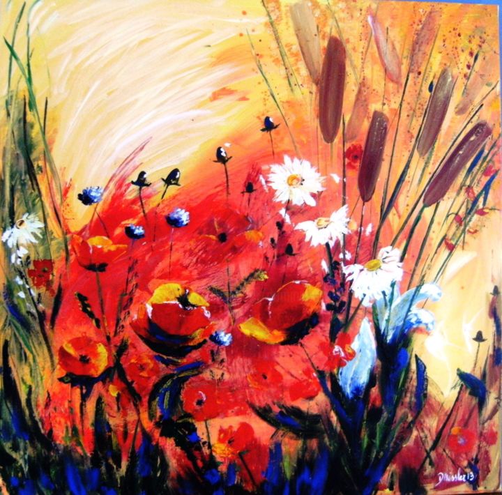 绘画 标题为“fleurs sauvages” 由Dominique Missler, 原创艺术品, 丙烯 安装在artwork_cat.上