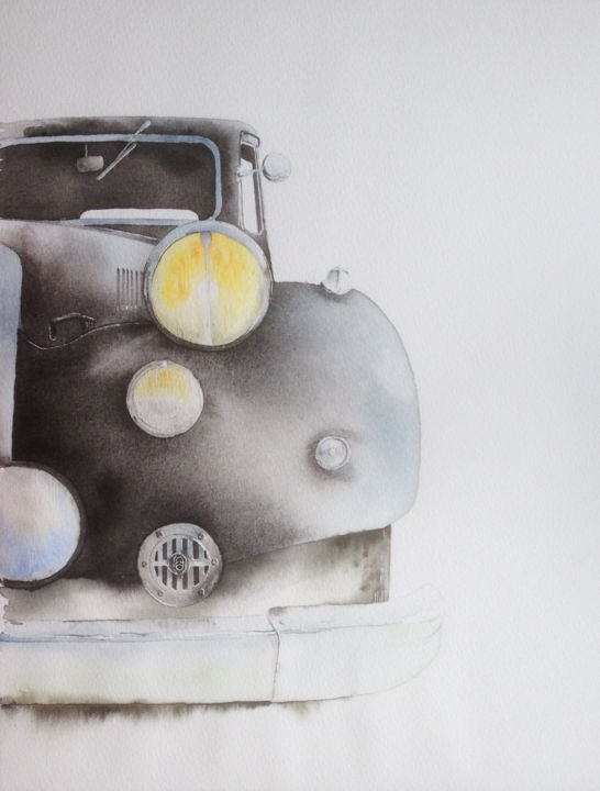 Painting titled "traction" by Dominique Ramaud, Original Artwork, Watercolor