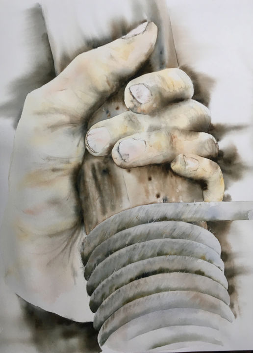 Peinture intitulée "la main" par Dominique Ramaud, Œuvre d'art originale, Aquarelle