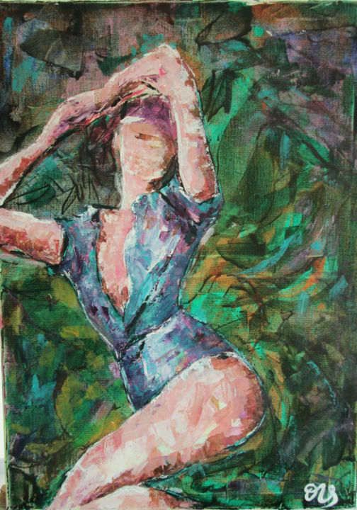 Peinture intitulée "Sieste" par Vaillant-Sabatier, Œuvre d'art originale, Huile
