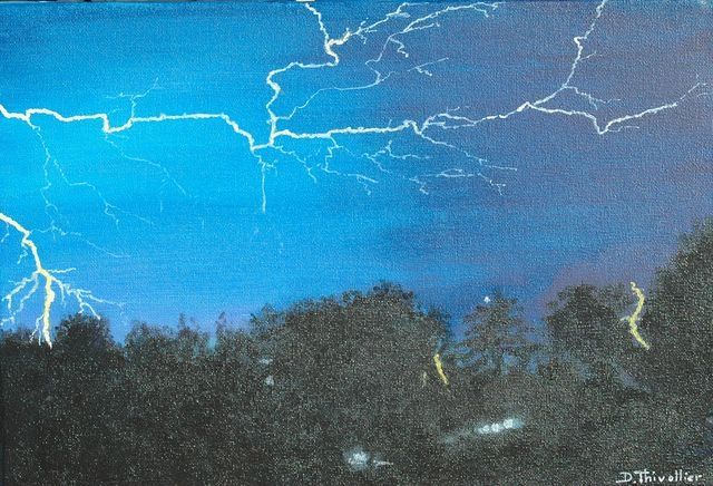 Painting titled "ORAGE" by Dominique Thivollier, Original Artwork