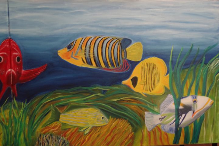 Painting titled "fish part II" by Dominique Van De Velde, Original Artwork