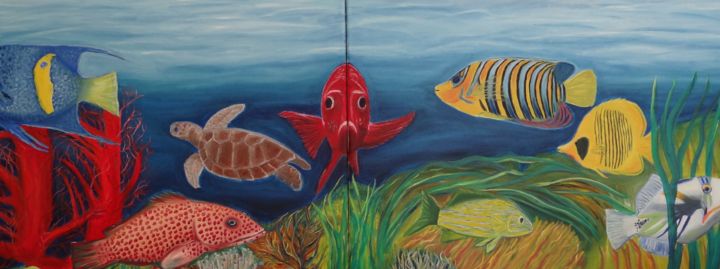 Painting titled "fish  I and II" by Dominique Van De Velde, Original Artwork