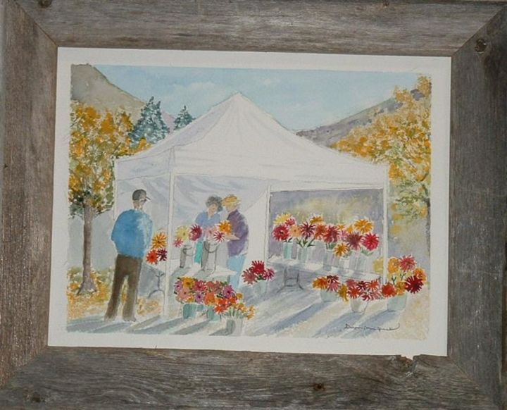 Painting titled "Farmer's market" by Dominique Colver, Original Artwork