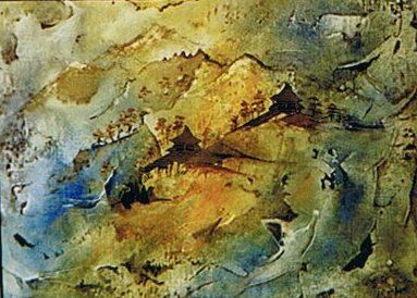 Painting titled "entre ciel et terre" by Dommart, Original Artwork
