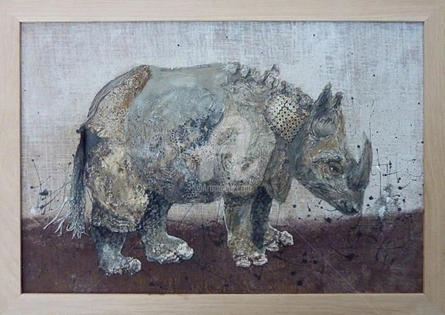 Картина под названием "rhino" - Domondo, Подлинное произведение искусства, Другой