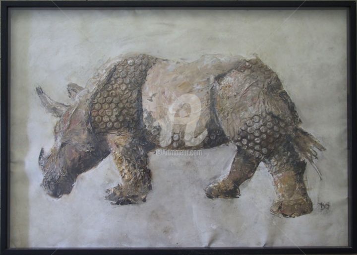Peinture intitulée "rhinoceros-.jpg" par Domondo, Œuvre d'art originale
