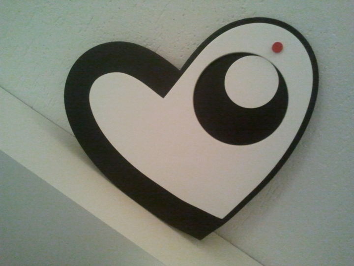 Sculpture intitulée "red heart III" par Patrícia Azoni, Œuvre d'art originale, Bois