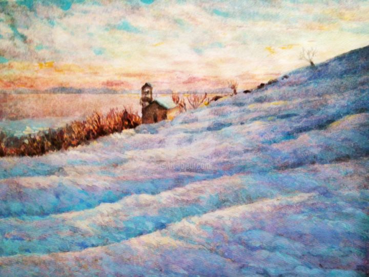 Ζωγραφική με τίτλο "Inverno, veduta dal…" από Don Barzaghi, Αυθεντικά έργα τέχνης, Ακουαρέλα