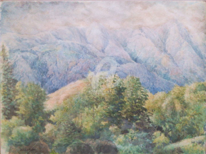 Painting titled "Alta valle Brembana" by Don Barzaghi, Original Artwork, Watercolor