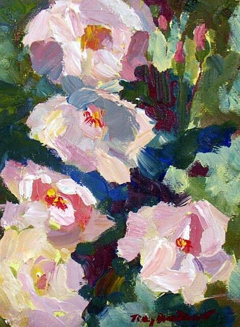 Painting titled "Roses I" by Don Bourret, Original Artwork, Oil