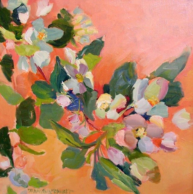Ζωγραφική με τίτλο "Apple Blossom Time" από Don Bourret, Αυθεντικά έργα τέχνης, Λάδι
