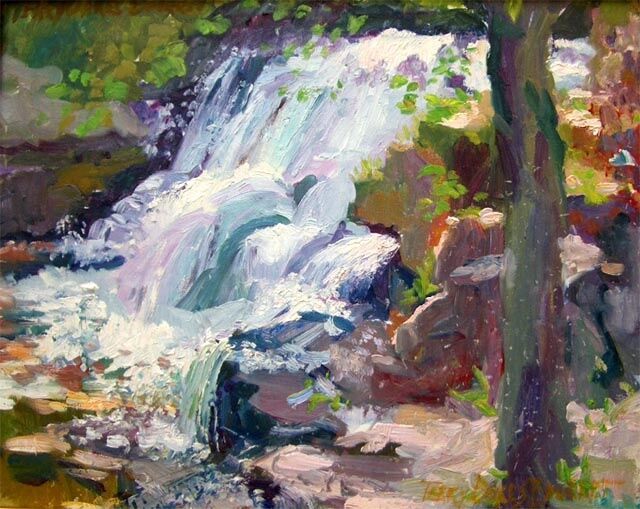 Painting titled "Wadsworth Falls" by Don Bourret, Original Artwork, Oil