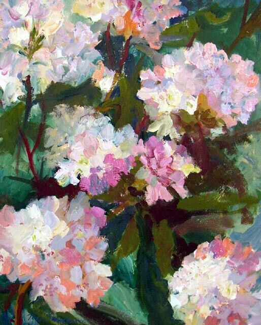 Pittura intitolato "Rhododendron #3" da Don Bourret, Opera d'arte originale, Olio