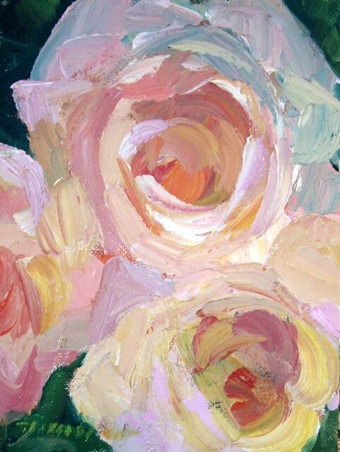 Ζωγραφική με τίτλο "Lynda's Roses #8" από Don Bourret, Αυθεντικά έργα τέχνης, Λάδι