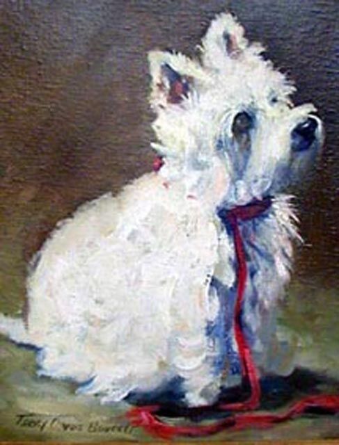 Painting titled "Red Leash" by Don Bourret, Original Artwork