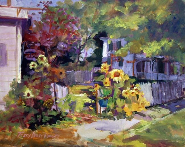 Painting titled "Brenda's Sunflowers" by Don Bourret, Original Artwork