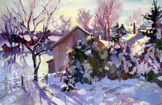 Painting titled "Winter Scene" by Don Bourret, Original Artwork