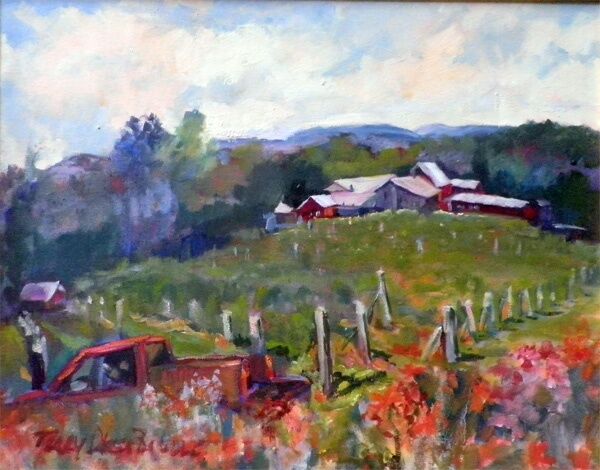 Painting titled "Gouveia Vineyards" by Don Bourret, Original Artwork, Oil