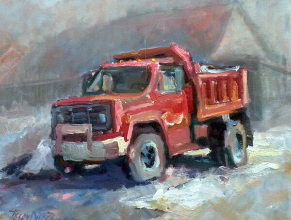 Painting titled "Big Red" by Don Bourret, Original Artwork, Oil