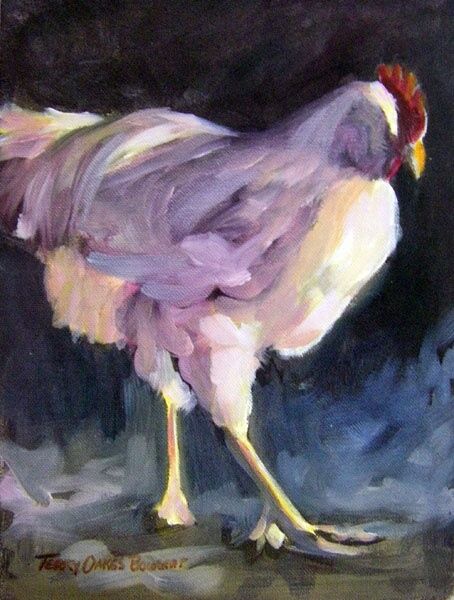 Pintura intitulada "strutting chicken" por Don Bourret, Obras de arte originais