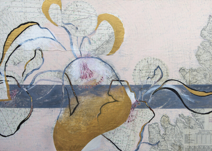 Painting titled "Golden Iris" by Donald Mcleman, Original Artwork, Acrylic Mounted on Wood Panel