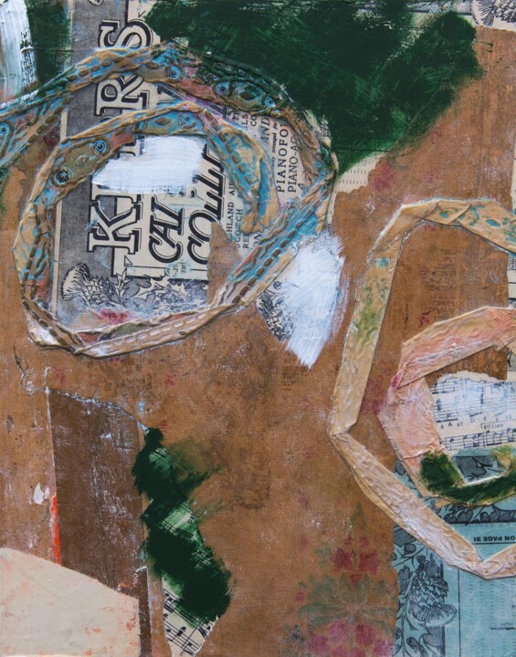 Collages intitolato "Garden Behind a Cas…" da Donald Mcleman, Opera d'arte originale, Collages Montato su Pannello di legno
