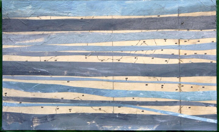 Collages intitulée "Map of the Sea" par Donald Mcleman, Œuvre d'art originale, Collages Monté sur Autre panneau rigide