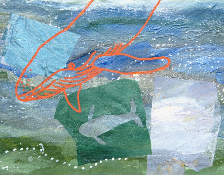 Collages intitulée "Whalesong" par Donald Mcleman, Œuvre d'art originale, Collages Monté sur Autre panneau rigide