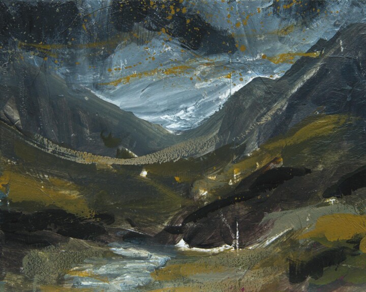 Painting titled "Glencoe & Dalness" by Donald Mcleman, Original Artwork, Acrylic Mounted on Other rigid panel