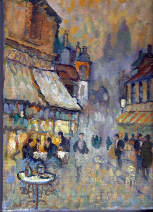 Pittura intitolato "paris-cafe.jpg" da Donald Hughes, Opera d'arte originale