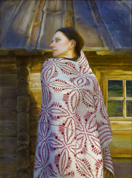 Malerei mit dem Titel "Waiting" von Donatas Inis, Original-Kunstwerk, Öl